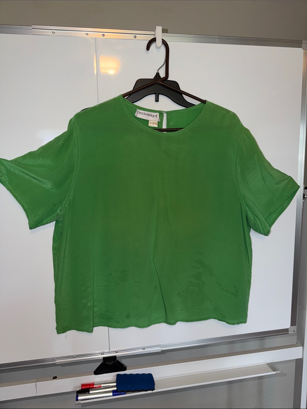 breckenridge Bright Green Short Sleeve Boxy Blouse